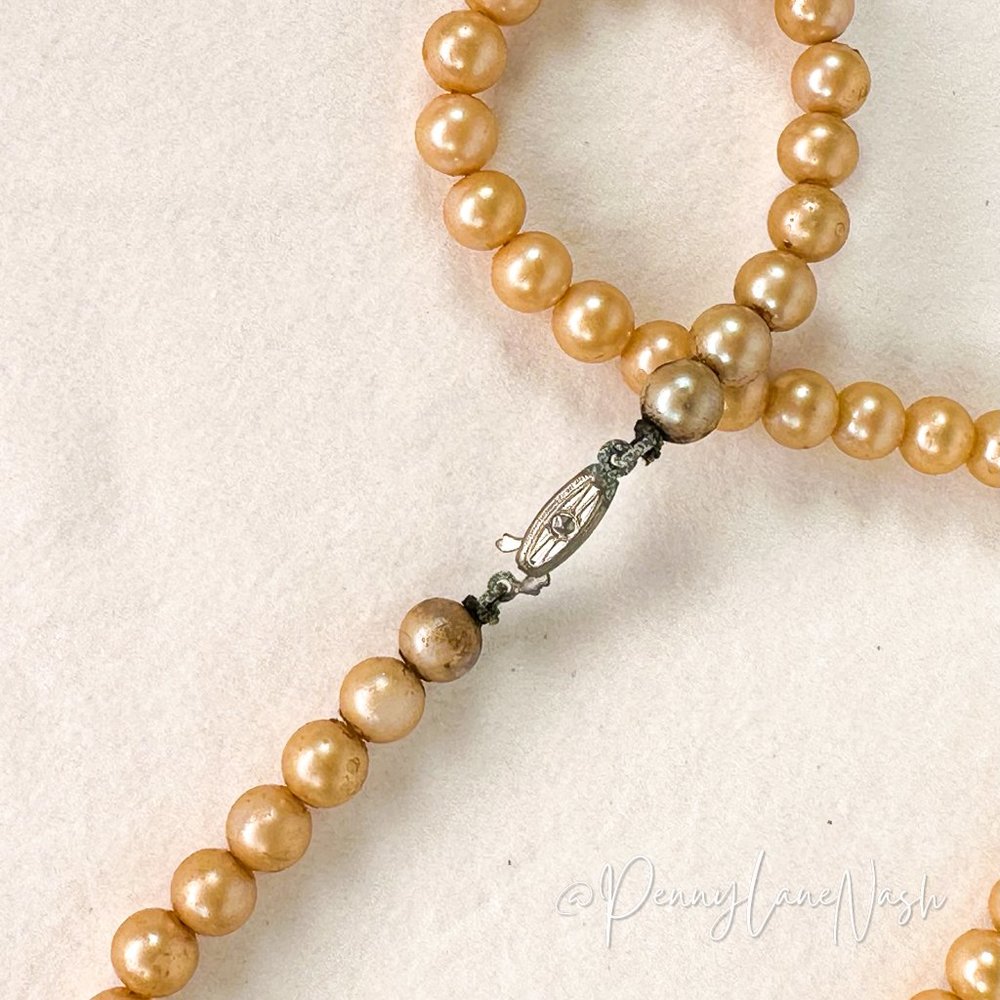 Vintage Cream Single Pearl Beaded Necklace - Picture 7 of 8
